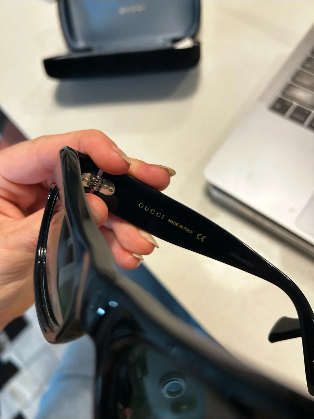 Gucci Black Cat-eye Sunglasses with Green Lenses - Bold Acetate Frame